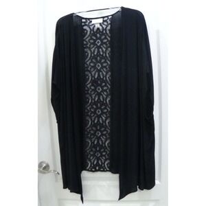 Tunic Top Open Front Black Lacy Kimono Ava - Viv Over Blouse Size XL #247
